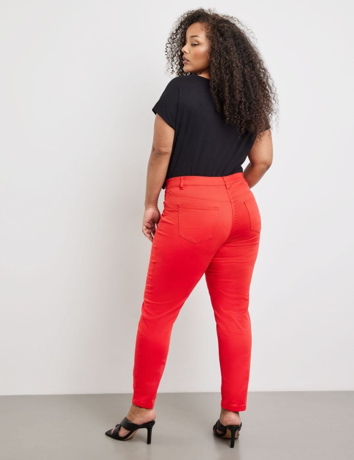 SAMOON Elasticated 7/8-length jeans Bukser Rød | IDXI0860