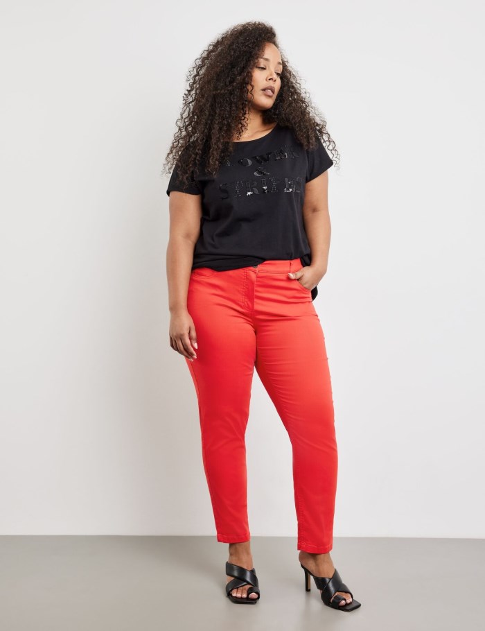 SAMOON Elasticated 7/8-length jeans Bukser Rød | IDXI0860