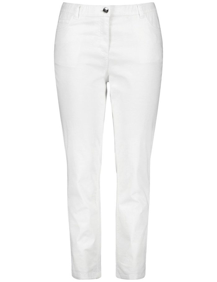 SAMOON Elasticated 7/8-length jeans Bukser Hvite | XAFU8034