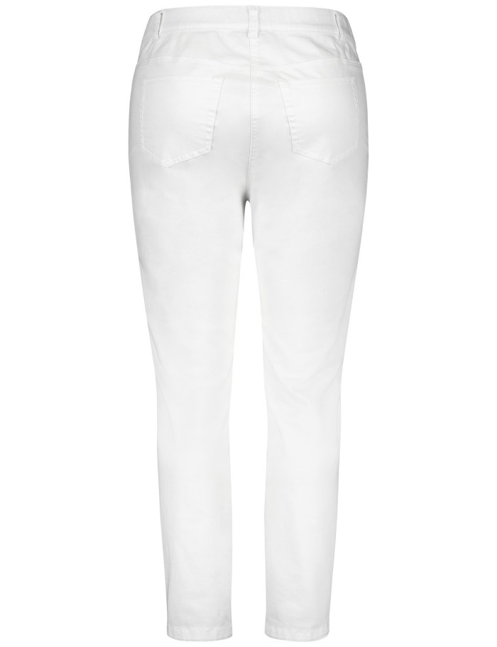 SAMOON Elasticated 7/8-length jeans Bukser Hvite | XAFU8034