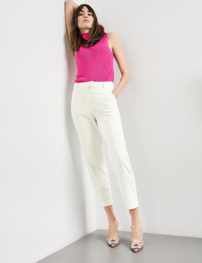 TAIFU Elegant 7/8-length trousers in a slim fit Bukser Hvite | WKEQ2660