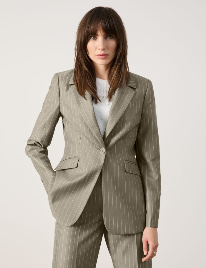 TAIFU Elegant blazer with pinstripes Blazere Grønn | UTSY9101