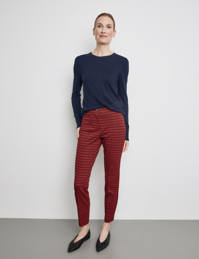 Gerry Weber Elegant cloth trousers in a slim fit with vertical pintucks Bukser Rød | FLSR4463