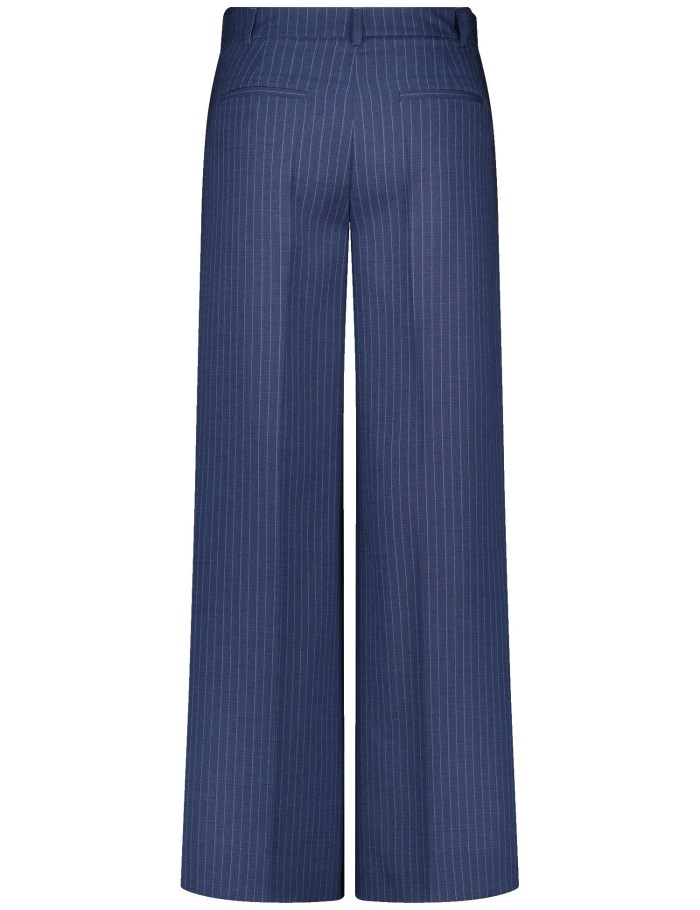 Gerry Weber Elegant cloth trousers with pinstripes Bukser Blå | QPBN1711