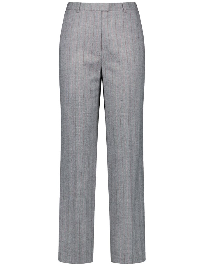 Gerry Weber Elegant fabric trousers with pinstripes Bukser Grå | OMSZ9698