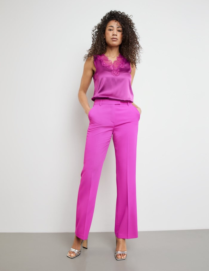 TAIFU Elegant flared trousers Bukser Rosa | BGPY0289