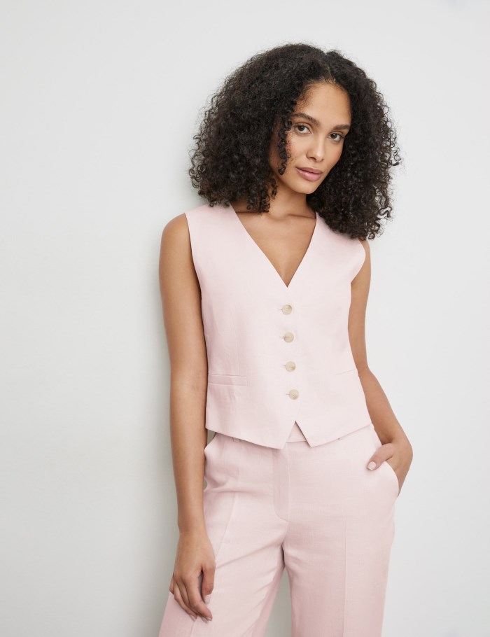 Gerry Weber Elegant linen waistcoat Jakker Rosa | DGCV7545