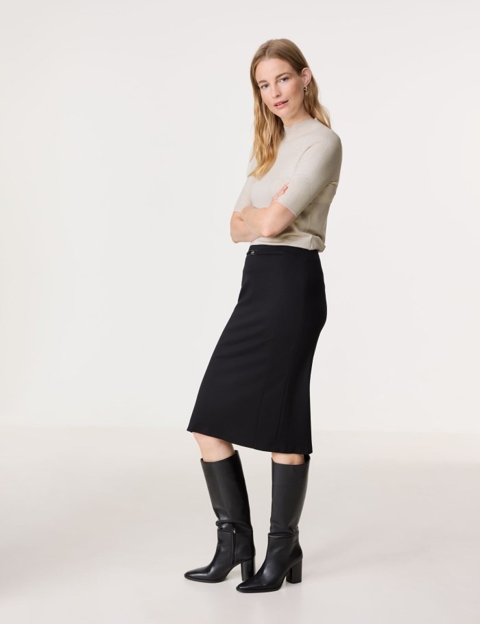 Gerry Weber Elegant pencil skirt with a belt detail Skjørt Svarte | FGXD0250