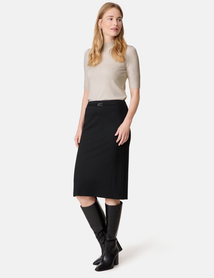 Gerry Weber Elegant pencil skirt with a belt detail Skjørt Svarte | FGXD0250