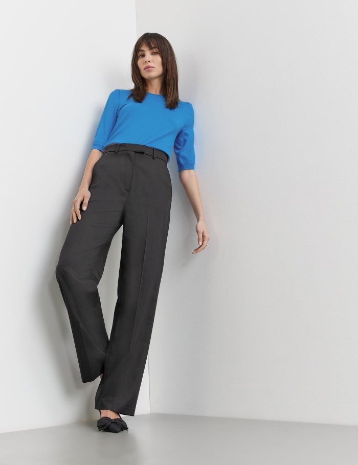 TAIFU Elegant trousers with a wide leg Bukser Svarte | VZXJ0357