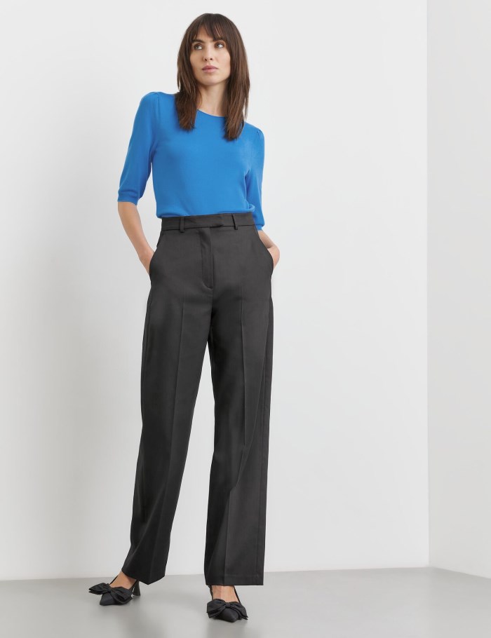 TAIFU Elegant trousers with a wide leg Bukser Svarte | VZXJ0357