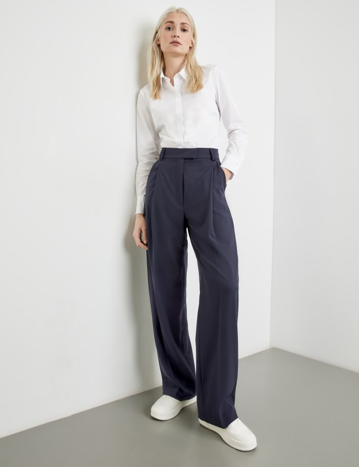 TAIFU Elegant trousers with a wide leg Bukser Blå | NKLL3376