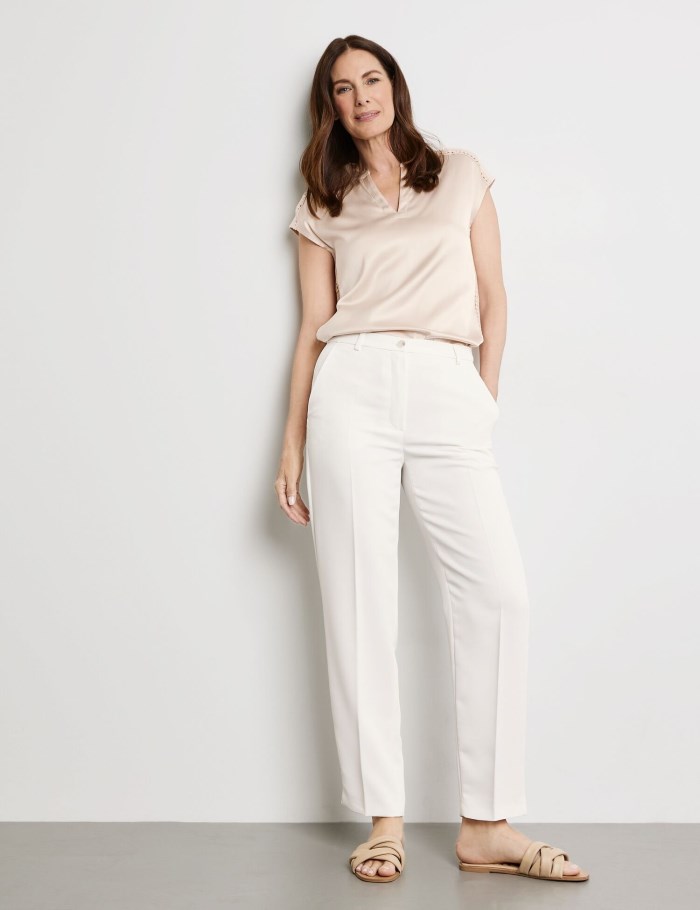 Gerry Weber Elegant trousers with pressed pleats Bukser Hvite | EPAD9390