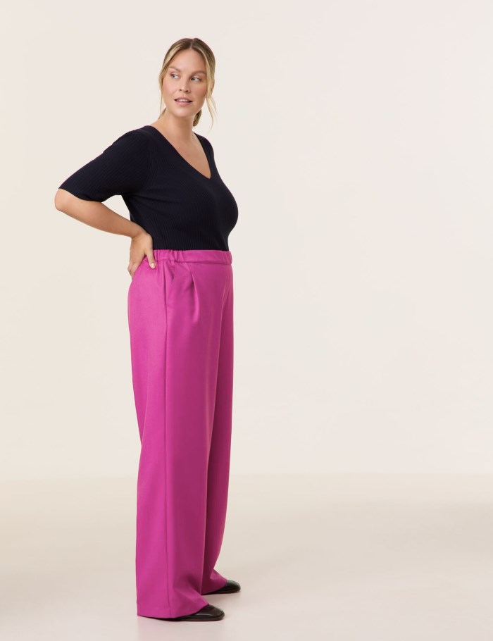 SAMOON Elegant wide-leg trousers Carlotta Bukser Rosa | IILA8184