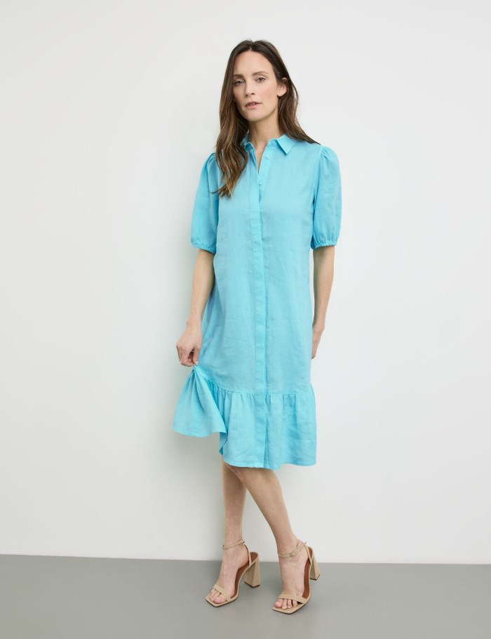 Gerry Weber Fashionable blouse dress made of linen Kjole Blå | XEIP1525