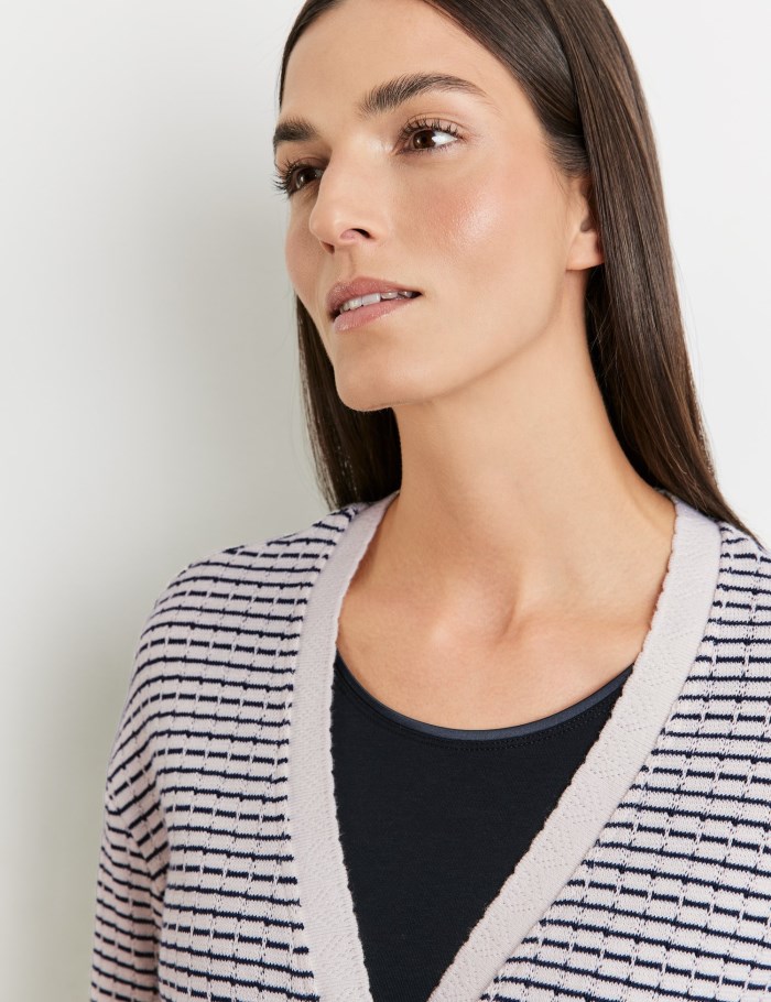 Gerry Weber Fashionable cardigan with a decorative trim Strikkevarer Blå | YUKL6456