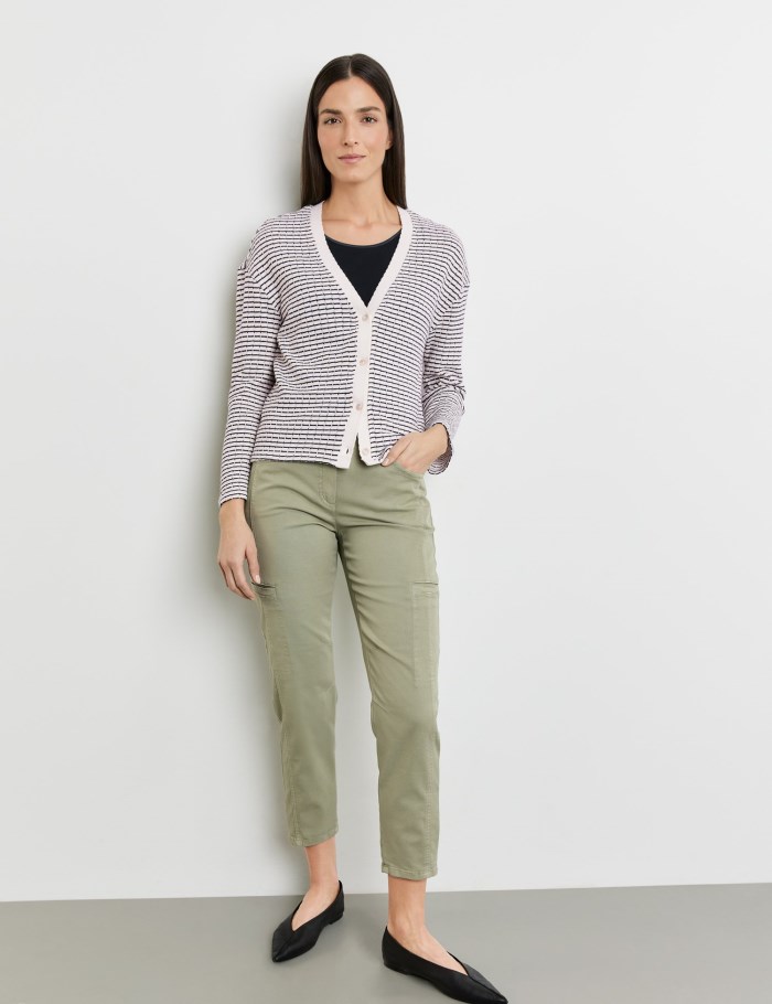 Gerry Weber Fashionable cardigan with a decorative trim Strikkevarer Blå | YUKL6456