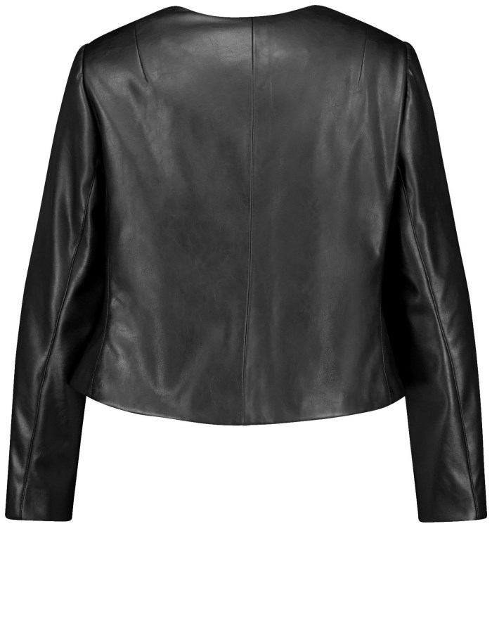 SAMOON Faux leather blazer jacket Blazere Svarte | PZLF2537