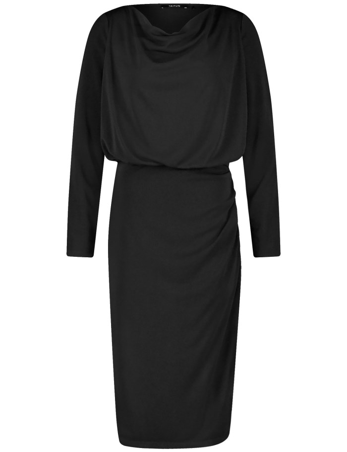 TAIFU Feminine dress with a cowl neckline Kjole Svarte | UFMG0758