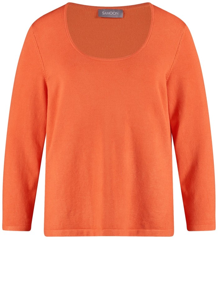 SAMOON Figure-defining basic fine knit jumper Strikkevarer Oransje | VQZI2693