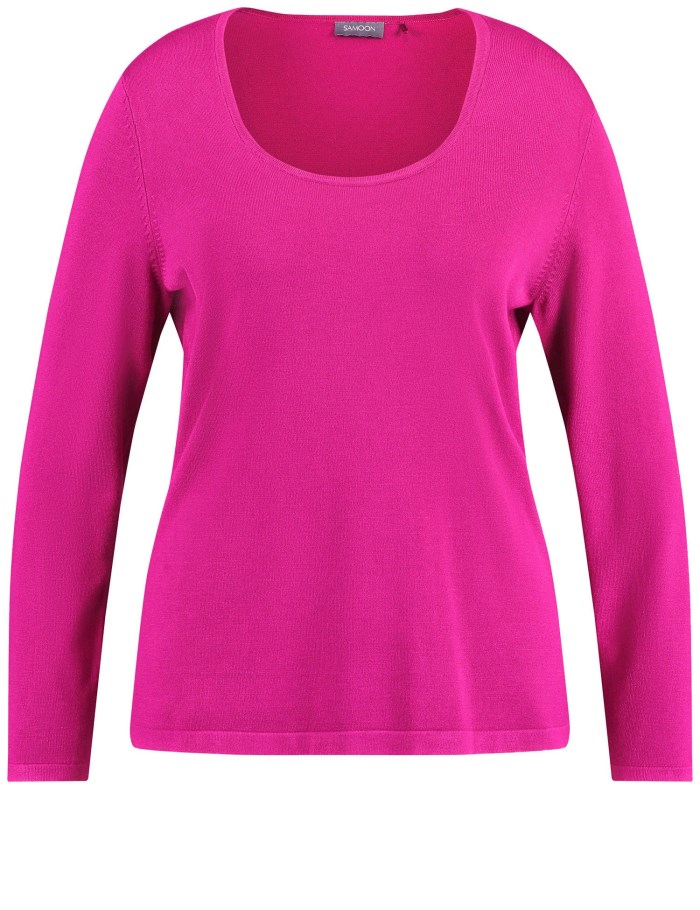 SAMOON Figure-defining basic fine knit jumper Strikkevarer Rosa | ZOIE0948