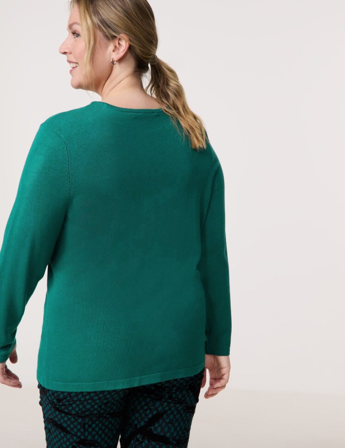 SAMOON Figure-defining basic fine knit jumper Strikkevarer Blå | HEDI5698