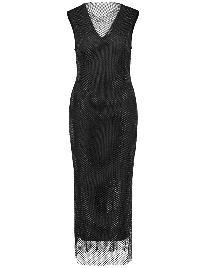 TAIFU Figure-defining mesh dress with a glitter effect Kjole Svarte | SBUY8978