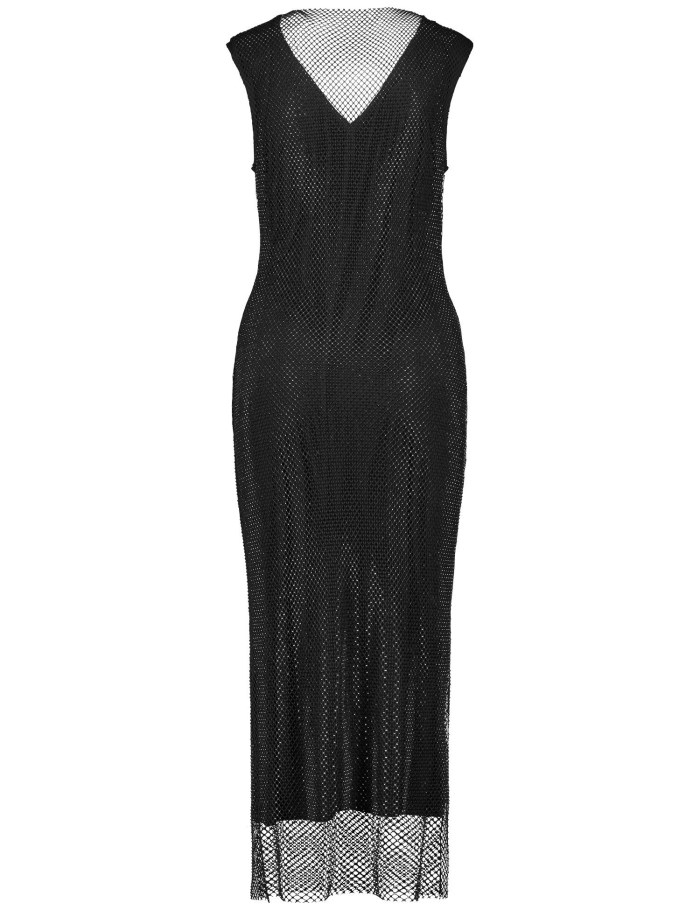 TAIFU Figure-defining mesh dress with a glitter effect Kjole Svarte | SBUY8978