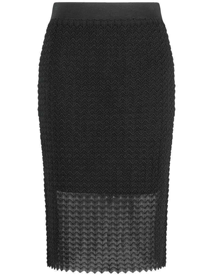 SAMOON Figure-defining, textured knit skirt Skjørt Svarte | KFYZ0304