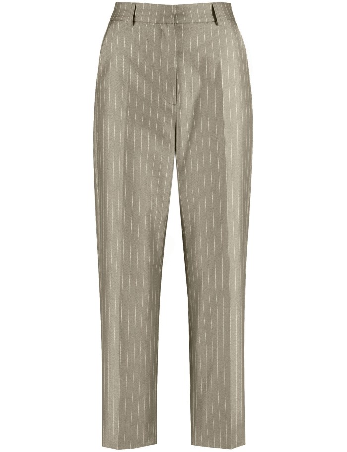 TAIFU Fine 7/8-length pinstripe trousers in a straight fit Bukser Grønn | OWGQ9199