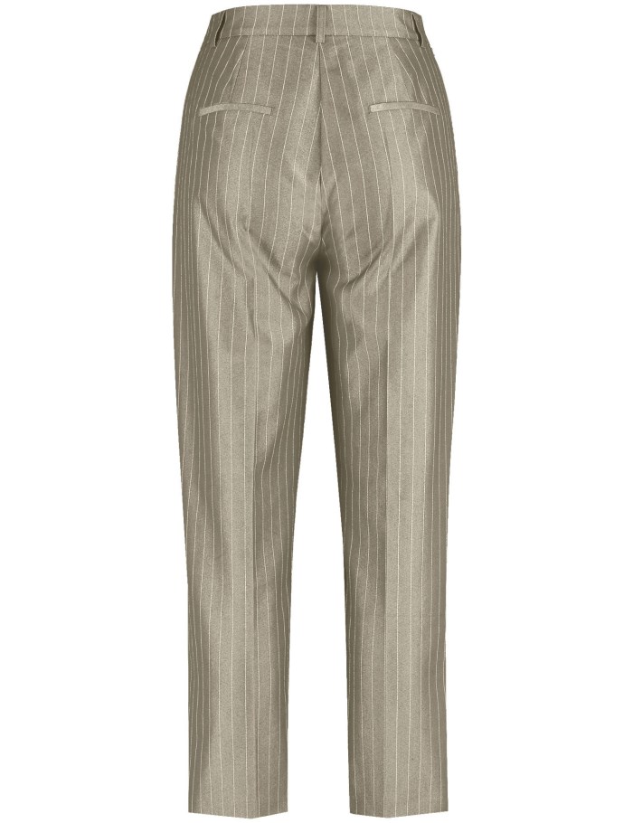 TAIFU Fine 7/8-length pinstripe trousers in a straight fit Bukser Grønn | OWGQ9199