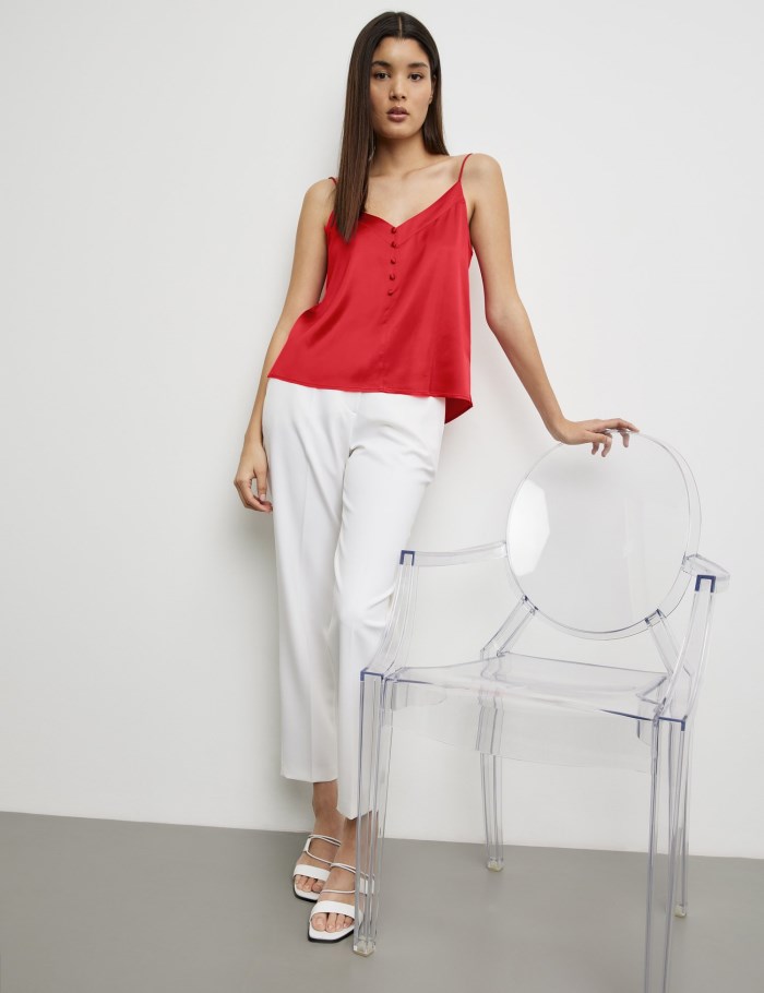 TAIFU Fine blouse top with spaghetti straps T-skjorte Rød | YQJO7963