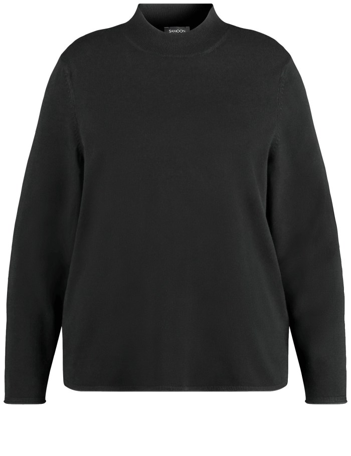 SAMOON Fine knit jumper with a turtleneck Strikkevarer Svarte | IYUG6332