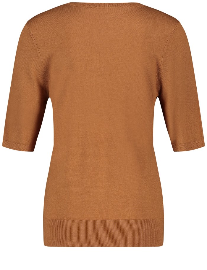 TAIFU Fine knit jumper with mid-length sleeves Strikkevarer Brune | ITEA5843