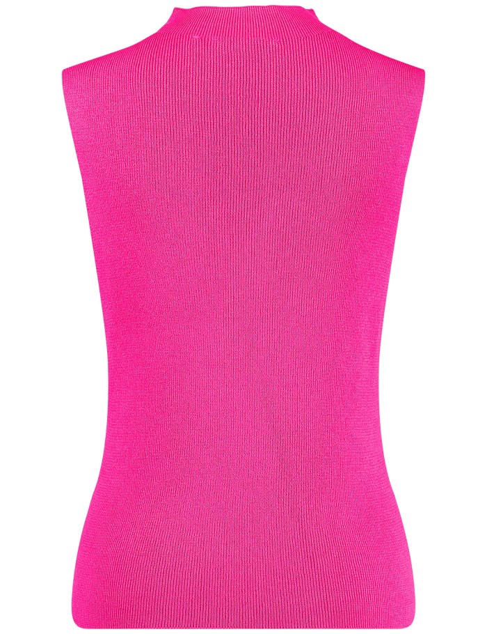 TAIFU Fine knitted top with a stand-up collar Strikkevarer Rosa | EUAC3249