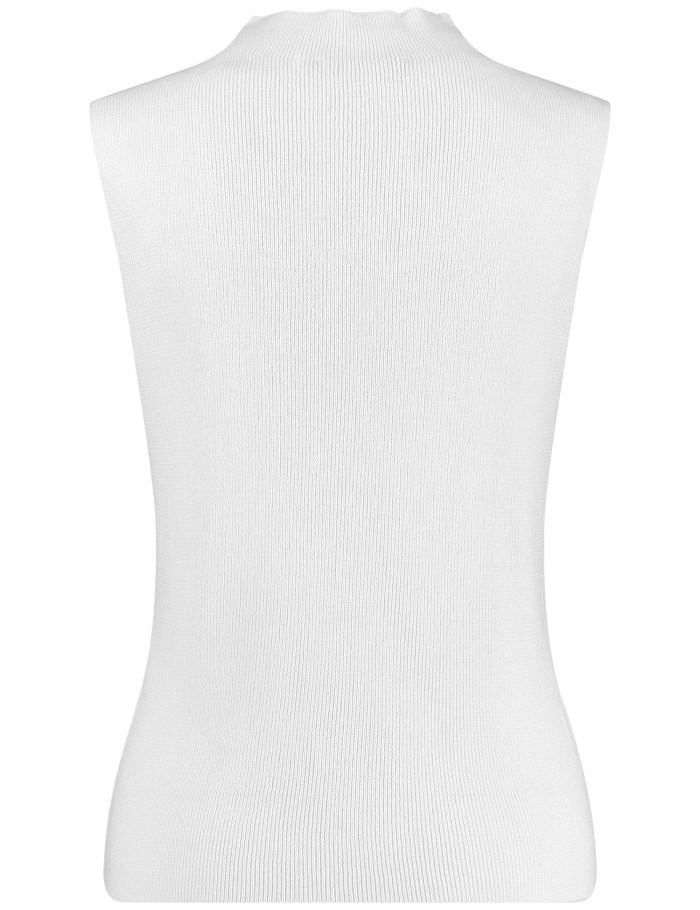 TAIFU Fine knitted top with a stand-up collar Strikkevarer Hvite | BJZL6408