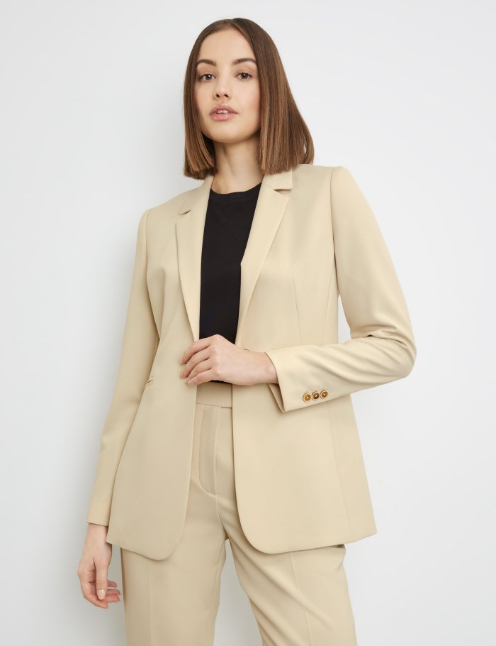 TAIFU Fitted blazer made of fine stretch fabric Blazere Beige | EMGE9036