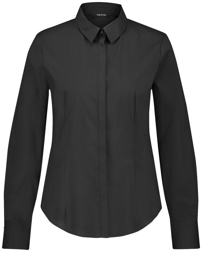 TAIFU Fitted shirt blouse in a cotton blend Bluse Svarte | ZTCA5450