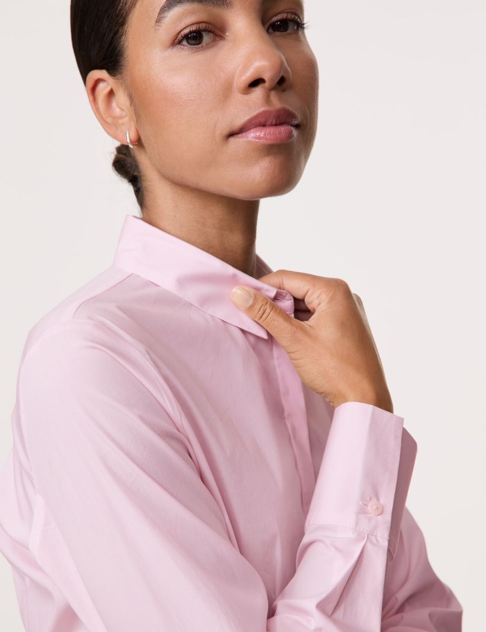 TAIFU Fitted shirt blouse in a cotton blend Bluse Rosa | JGBX1570