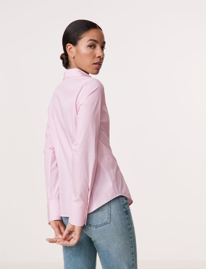 TAIFU Fitted shirt blouse in a cotton blend Bluse Rosa | JGBX1570