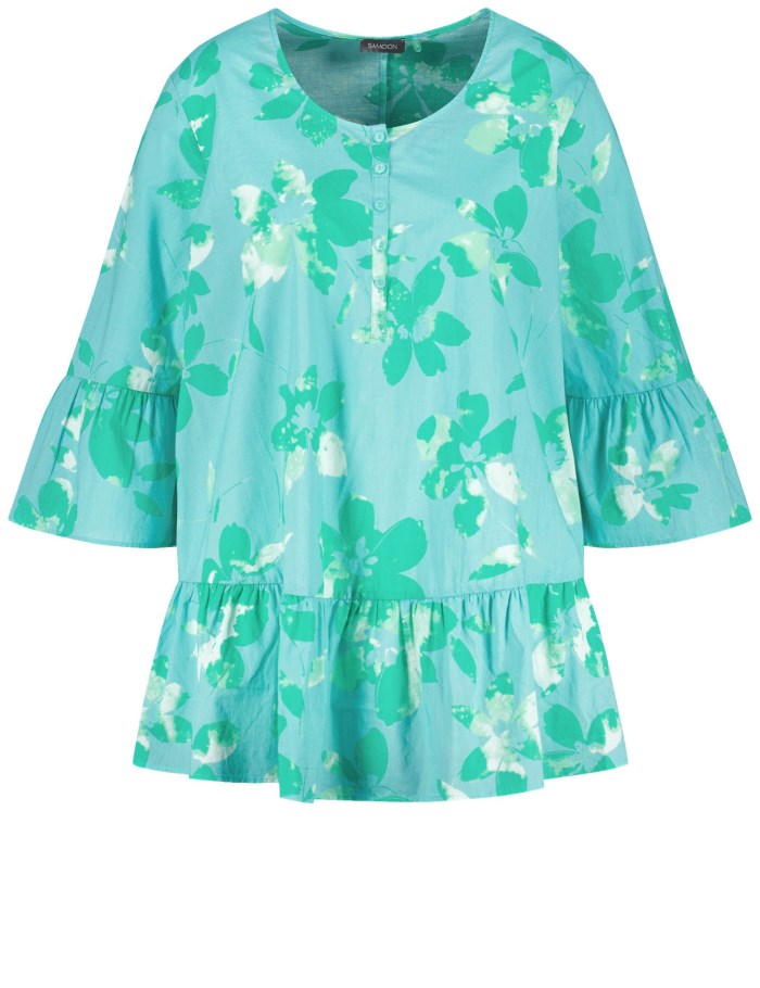 SAMOON Flared blouse with flounces Bluse Blå | BPIT5811