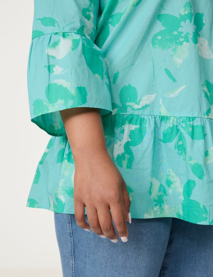 SAMOON Flared blouse with flounces Bluse Blå | BPIT5811