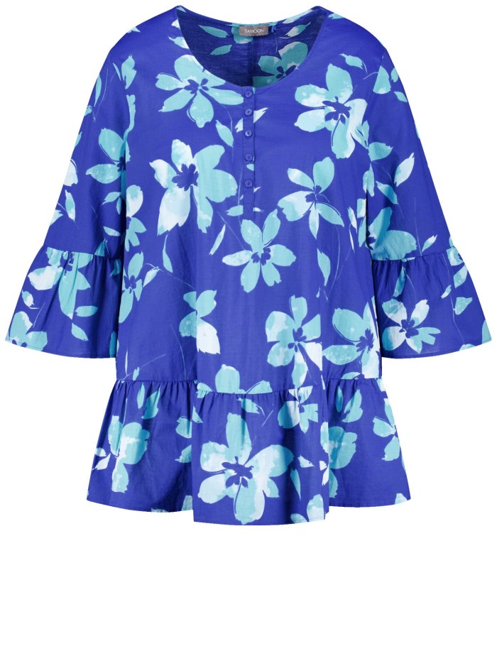 SAMOON Flared blouse with flounces Bluse Blå | XPNN8607