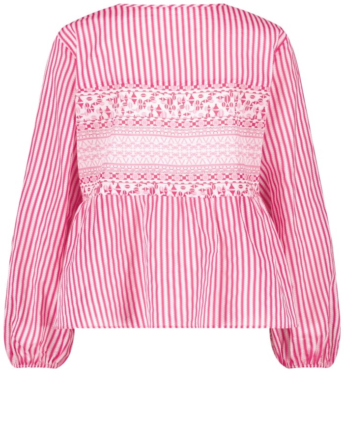 Gerry Weber Flared cotton blouse with drawstring ties Bluse Rosa | PQGS5519