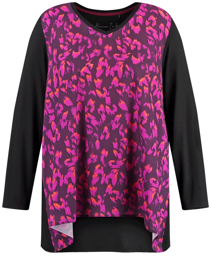 SAMOON Flared long sleeve top with a blouse front T-skjorte Rosa | OPKZ9755