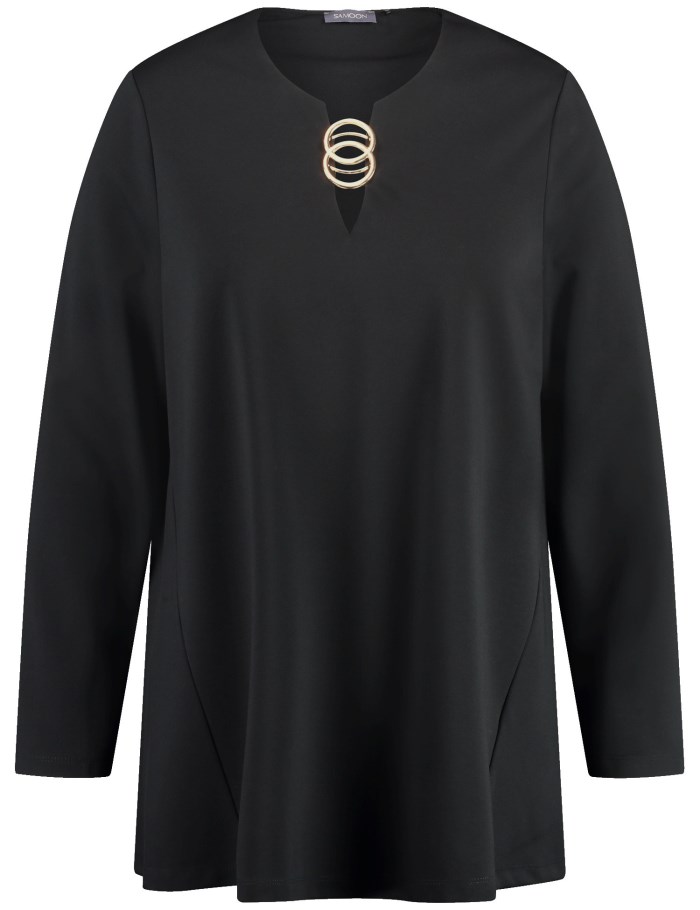 SAMOON Flared long sleeve top with a decorative detail T-skjorte Svarte | LVWX0634