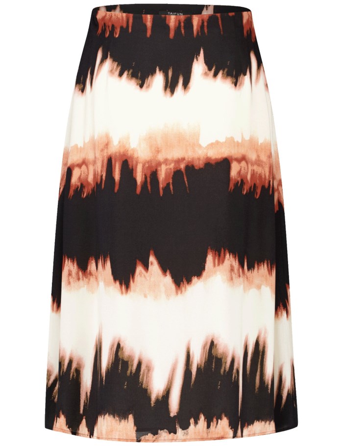 TAIFU Flared midi skirt with a print Skjørt Brune | SFUB1160