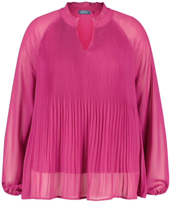 SAMOON Flared, pleated blouse Bluse Rosa | BGZL2333