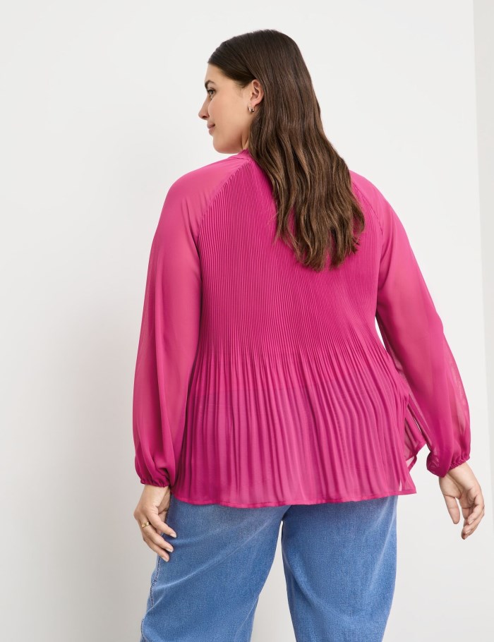 SAMOON Flared, pleated blouse Bluse Rosa | BGZL2333