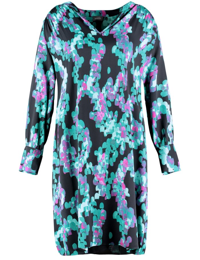 SAMOON Flared print dress Kjole Blå | RPLW0135